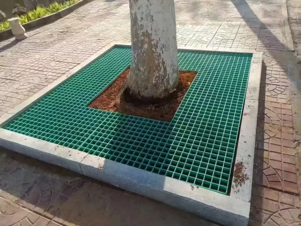 Pultruded FRP Tree Grating Grid, lightweight corrosion resistant fiberglass tree pool cover for municipal road greening projects