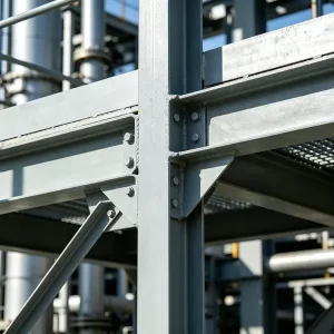 FRP structural channel joint connection in industrial plant platform