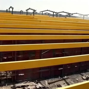 Large industrial warehouse with installed FRP fiberglass purlins and translucent roof panels, maintenance-free fiberglass structural purlins for commercial construction - Mingchi FRP