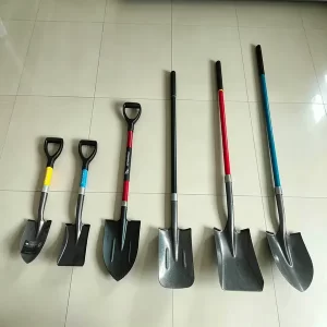 Desert and Starfish brand camping survival shovels in round and square head designs