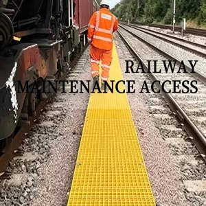 Mingchi yellow pultruded FRP grating walkway for railway maintenance access