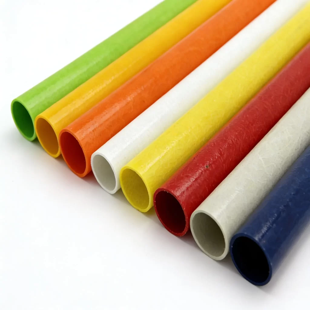 Colorful pultruded fiberglass round tube, lightweight and corrosion-resistant FRP pipe for industrial applications