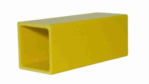 FRP Square Tube, bright yellow smooth fiberglass composite hollow structural rectangular profile