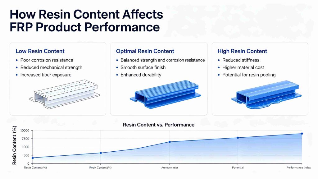 How Resin Content Affects FRP Product Performance, FRP resin content material performance comparison