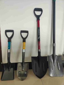 Desert and Starfish brand camping survival shovels in round and square head designs