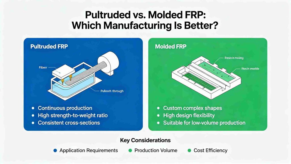 Pultruded FRP vs molded FRP differences, advantages and disadvantages of two composite manufacturing processes