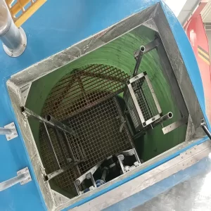 Inside structure of blue GRP fiberglass tank for water treatment projects