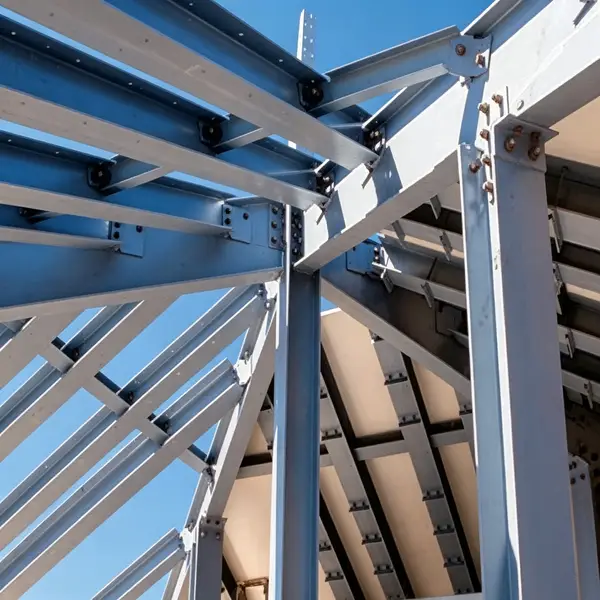 FRP I-beam structural framework for commercial building roof construction