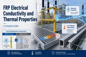 FRP electrical insulation and low thermal conductivity in a power substation with fiberglass grating, railings and structural profiles