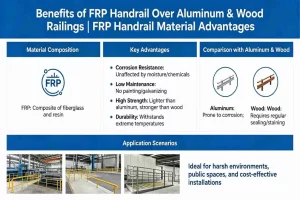 Benefits of FRP Handrail Over Aluminum and Wood Railings, FRP handrail material advantages comparison
