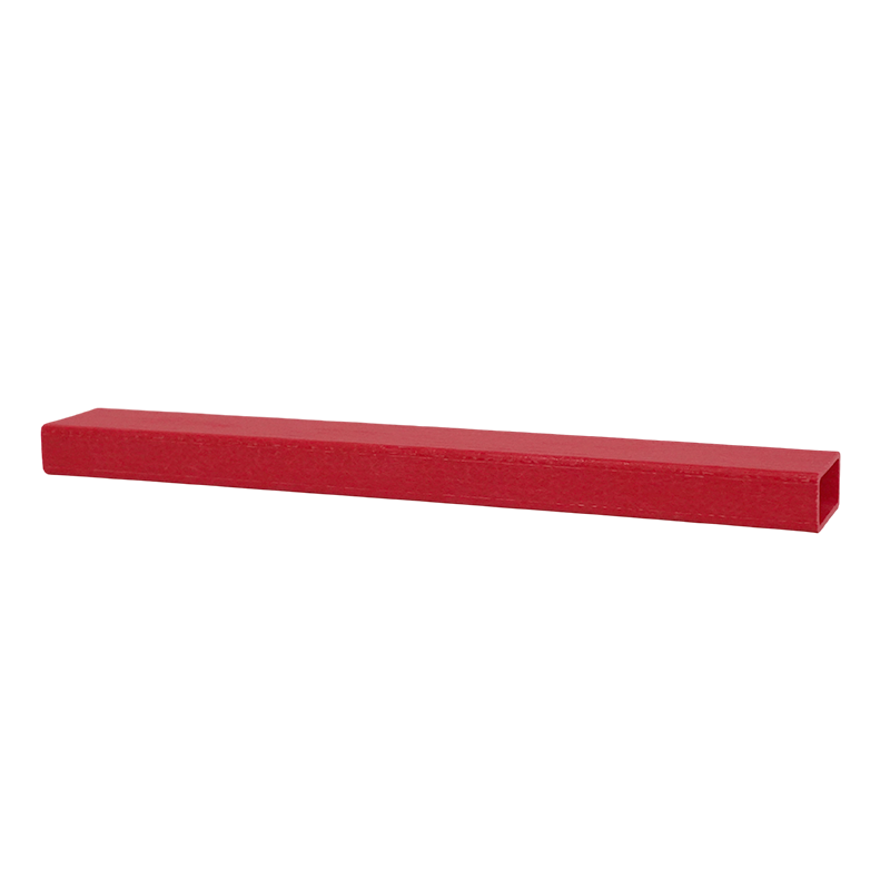 Red FRP fiberglass reinforced plastic rectangular hollow tube