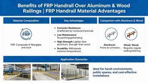 Benefits of FRP Handrail Over Aluminum and Wood Railings, FRP handrail material advantages comparison