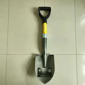 Yellow fiberglass D-handle heavy duty round garden shovel