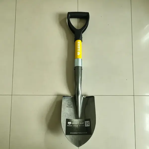Yellow fiberglass D-handle heavy duty round garden shovel
