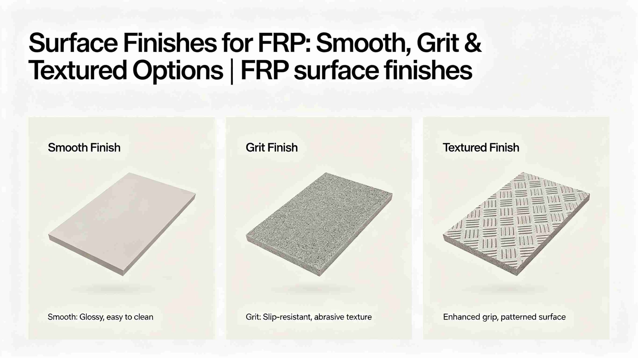 Surface Finishes for FRP, smooth grit and textured surface options of fiberglass composite profiles