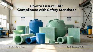 FRP Safety Standards Compliance, wide range of industrial fiberglass FRP pipes, tanks and composite profiles in manufacturing workshop