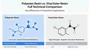 Full technical comparison of polyester vs vinyl ester resin for fiberglass composite materials