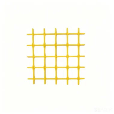 Bright yellow fiberglass reinforced plastic grid mesh, pultruded composite