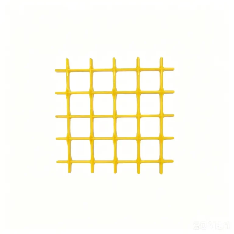Bright yellow fiberglass reinforced plastic grid mesh, pultruded composite