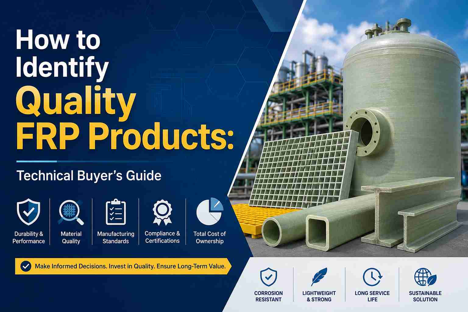 Technical guide for identifying quality FRP composite products including tanks, gratings and structural profiles