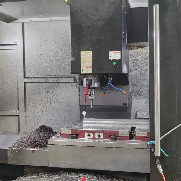 CNC machining center processing fiberglass profiles for industrial applications