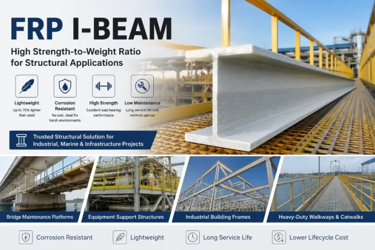 FRP I-Beam high strength-to-weight structural beam for industrial platforms, building frames, equipment supports and marine infrastructure