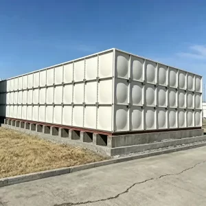 Large sectional SMC FRP water tank outdoor installation, rectangular GRP storage tank for fire and domestic water supply
