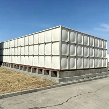 Large sectional SMC FRP water tank outdoor installation, rectangular GRP storage tank for fire and domestic water supply