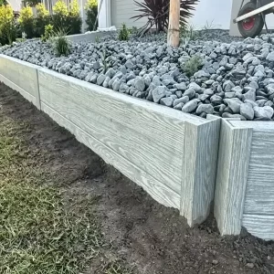 Wood grain textured fiberglass sleeper, FRP composite garden bed edging for gravel planting bed landscaping