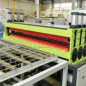 Finished GFRP rebar on conveyor rollers after production