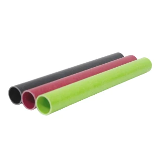 Pultruded FRP round tubes in black, red and green