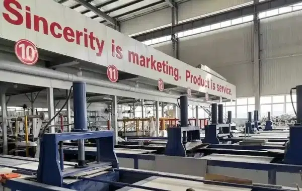 FRP pultrusion production lines inside the Mingchi factory