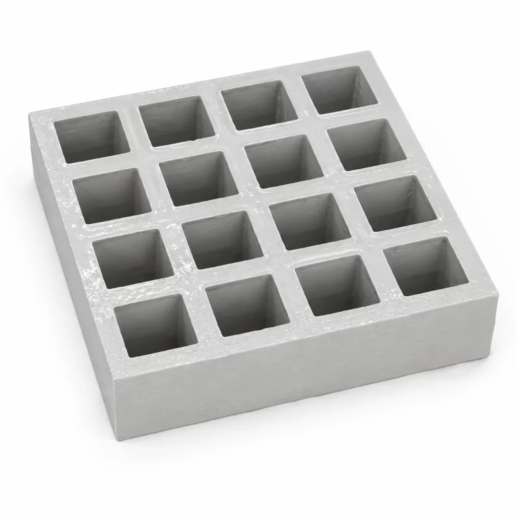 Gray heavy-duty FRP grating with square mesh openings