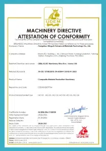 Mingchi Machinery Directive attestation of conformity