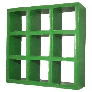 Green molded FRP grating panel with square mesh openings