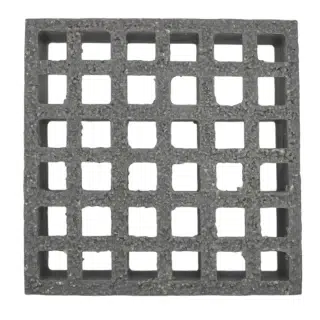 Dark gray molded FRP grating panel with square mesh openings