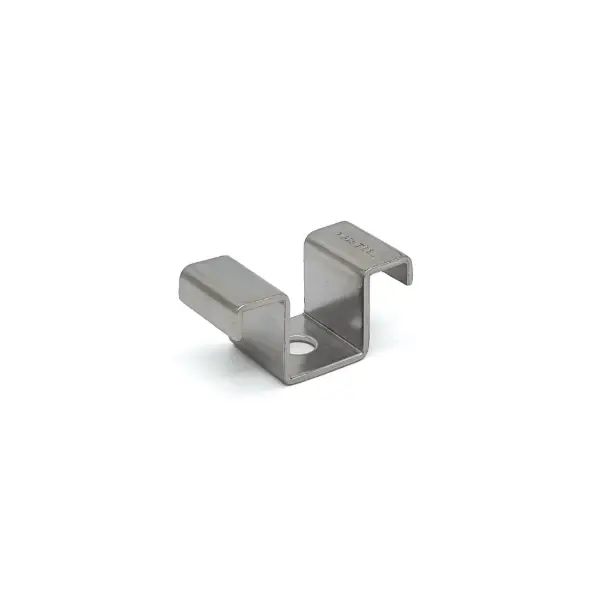 Stainless steel M clip for securing FRP grating panels to support frames