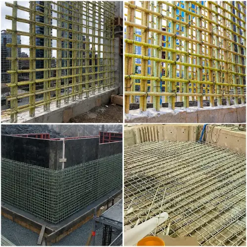 GFRP rebar reinforcement used in concrete building construction